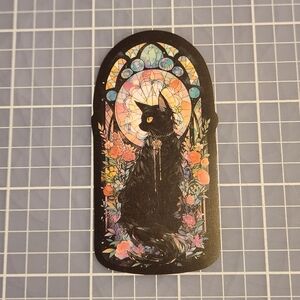 10 for $10 Sticker Stained Glass Black Cat Theme